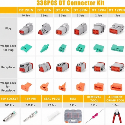 338 Piece Waterproof Wire Connector Kit with Crimping Tool