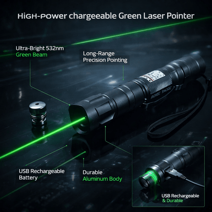 Green Laser Pointer Pen, Rechargeable Laser Pen for Astronomy and Presentations