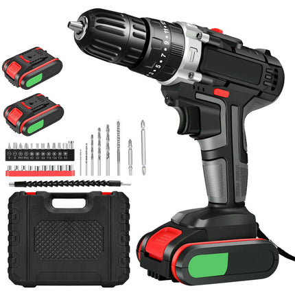 Cordless Impact Drills with 2 Batteries, 21V Impact Driver and Power Drill, Electric Screwdriver with Drill Bit Set