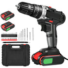 Cordless Impact Drills with 2 Batteries, 21V Impact Driver and Power Drill, Electric Screwdriver with Drill Bit Set