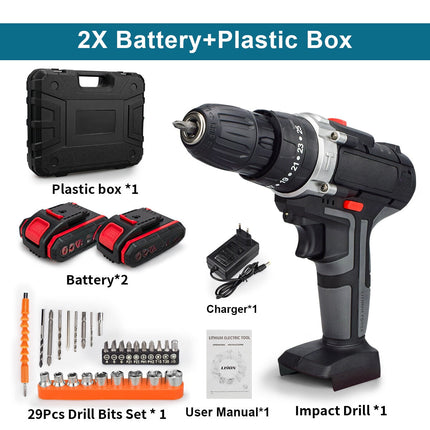 Cordless Impact Drills with 2 Batteries, Electric Screwdriver with Drill Bit Set – image 9