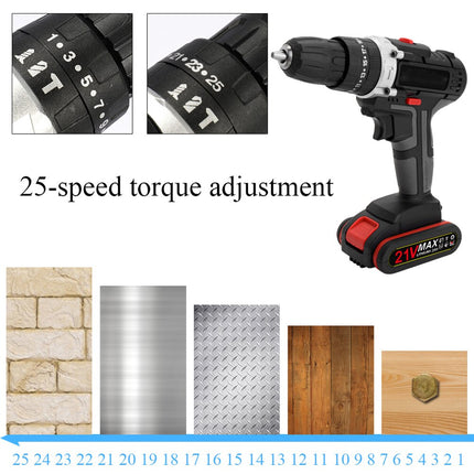 Cordless Impact Drills with 2 Batteries, Electric Screwdriver with Drill Bit Set