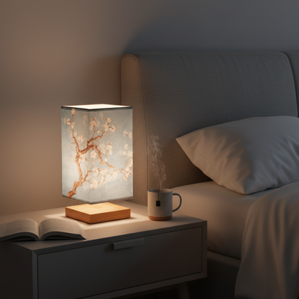 Table Lamps for Bedroom, Bamboo Bedside Lamp with Fabric Shade – image 7