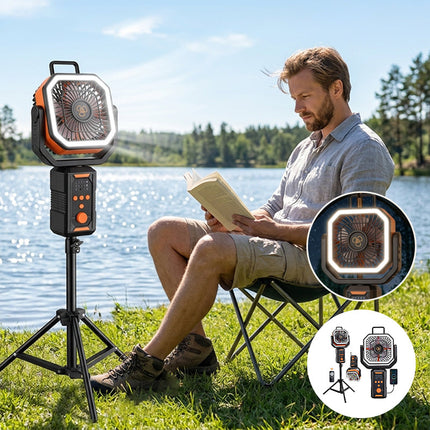Portable Fan with Power Bank and Light, Rechargeable Camping Fan with Remote Control and Tripod, Outdoor Fan for – image 8