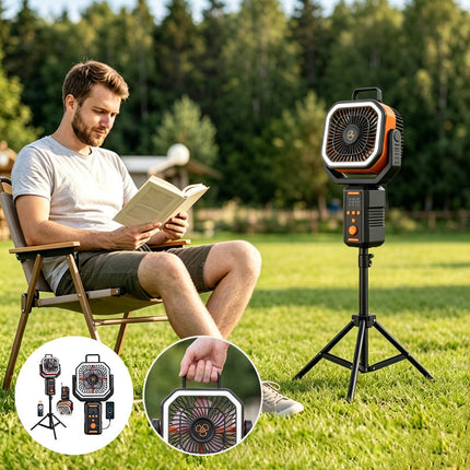 Portable Fan with Power Bank and Light, Rechargeable Camping Fan with Remote Control and Tripod – image 9