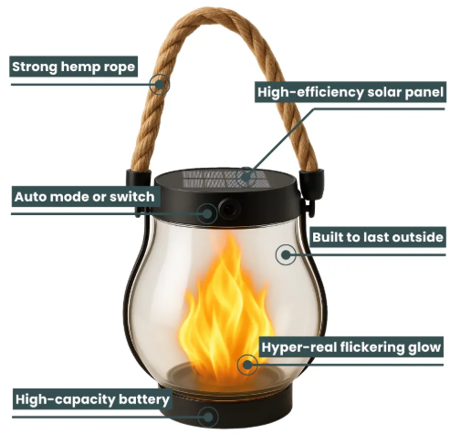 Fire Seed | Solar Lights Outdoor with Captivating Flame Illusion | Weather-Resistant Ambiance for Your Garden 2