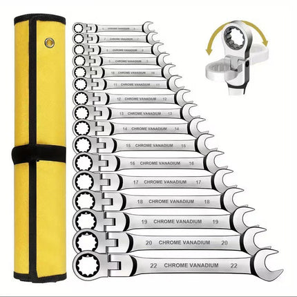 Flex Head Ratcheting Wrench Set, Chrome Vanadium Car Repair Tools – image 5