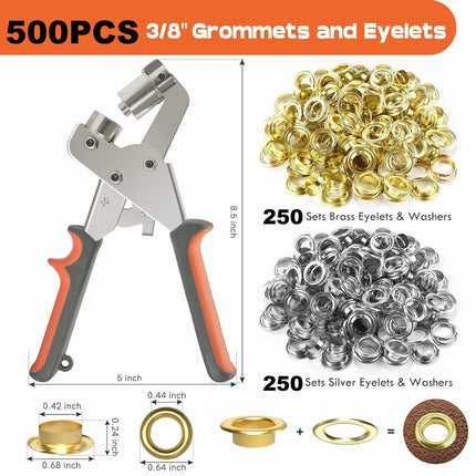 Grommet Tool, Grommet Kit with Brass Grommets for Fabric