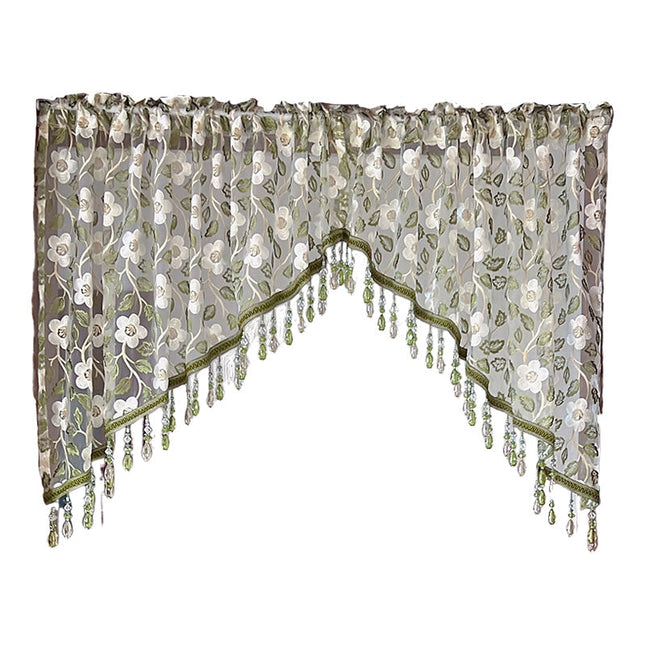 Sheer Curtains for Bedroom, Floral Lace Window Curtain 2 Panels, Tension Rod Curtain for Closet and Doorway_02