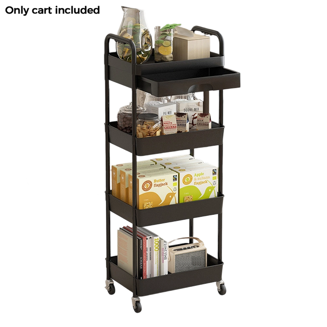 Rolling Utility Cart with Wheels, 3 Tier Rolling Cart with Hooks and Hanging Cups, Rolling Drawer Cart for Storage_01