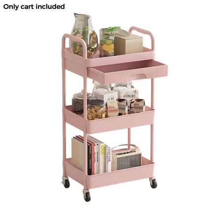 Rolling Utility Cart with Wheels, 3 Tier Rolling Cart with Hooks and Hanging Cups – image 6