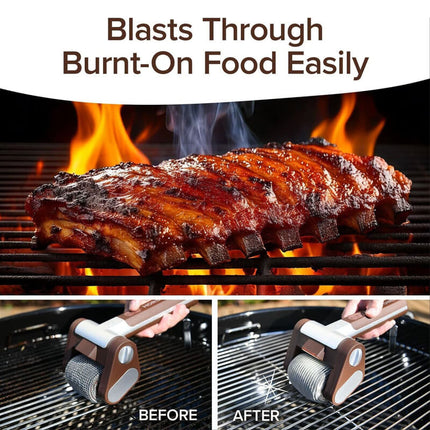 Grill Brush Cordless, Electric Grill Cleaner with LED Light
