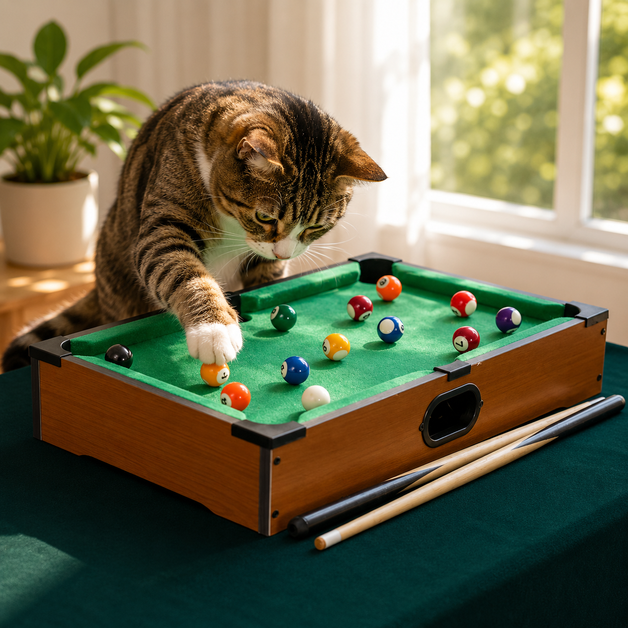 Interactive Cat Toys | Billiard Table for Kittens with Plush Surface | Engaging Indoor Fun for Active Play 0