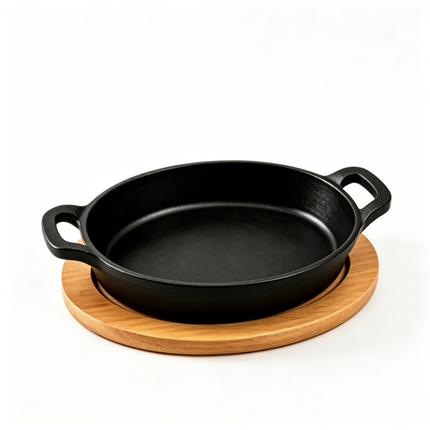 Small Cast Iron Skillet with Wooden Base, Cast Iron Cookware – image 13