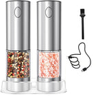 Electric Salt and Pepper Grinder Set, Rechargeable Pepper Mill with LED Light, Automatic Salt Grinder
