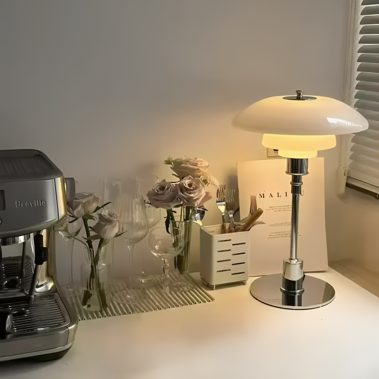 Luminara | Elegant Dimmable Curved Shade Table Lamp for Bedroom or Desk 0