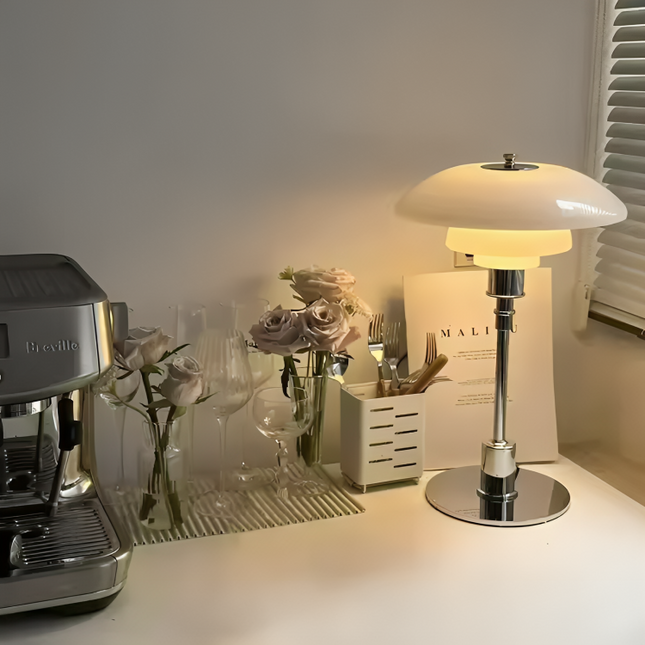 Luminara | Elegant Dimmable Curved Shade Table Lamp for Bedroom or Desk 0