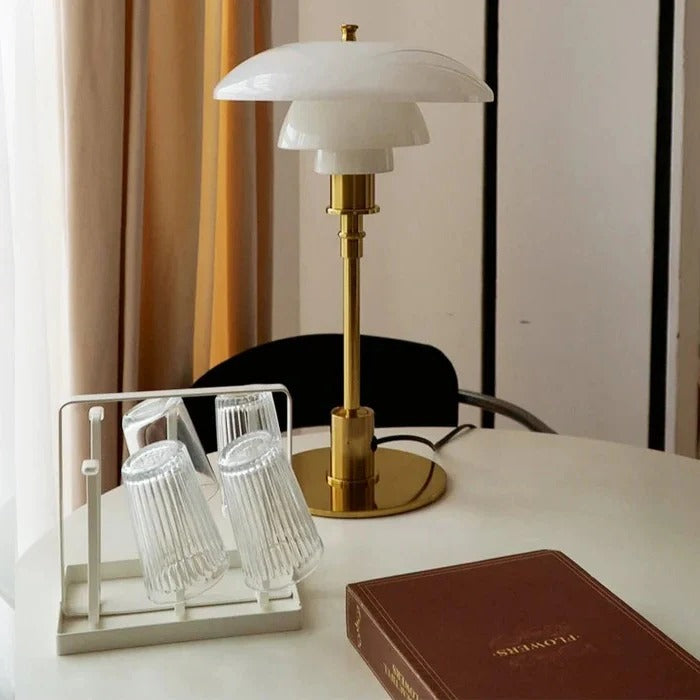 Luminara | Elegant Dimmable Curved Shade Table Lamp for Bedroom or Desk 2