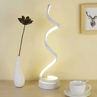 Modern Table Lamp, Dimmable LED Desk Lamp, Curved Spiral Acrylic LED Lamp with Adjustable Brightness and 3 Light Colors