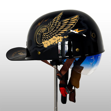 Motorcycle Helmets DOT Approved Half Helmet, Baseball Cap Motorcycle Helmet with Inner Visor and Quick Release Buckle