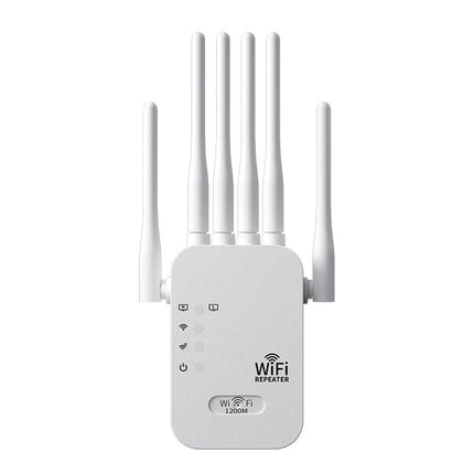 WiFi Extender for Home, Dual Band WiFi Booster 1200Mbps with 6 Antennas, WiFi Repeater for Whole Home Coverage