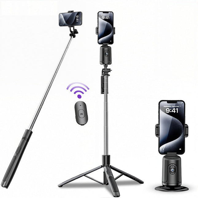 Auto Tracking Phone Stand, Face Tracking Phone Holder with 360 Rotation, Phone Stand for Desk and Vlogging_00