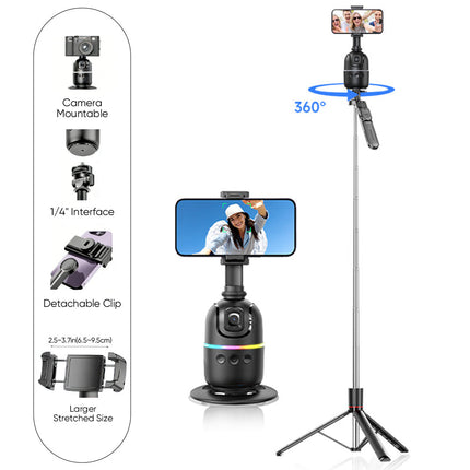Auto Tracking Phone Stand, Face Tracking Phone Holder with 360 Rotation