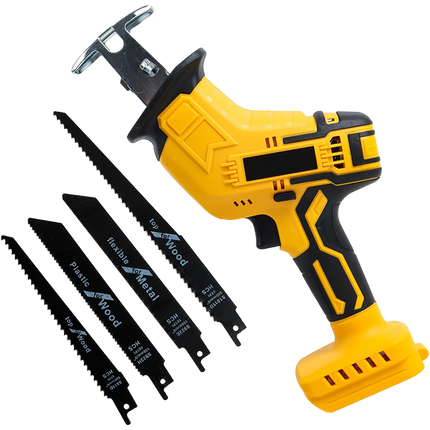 Cordless Reciprocating Saw with 4 Blades, Electric Saw for Wood and Metal Cutting, Power Saw with LED Light