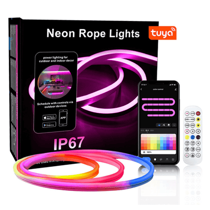 LED Strip Lights, RGBIC Neon Rope Light with Music Sync, Waterproof Outdoor LED Strip, Smart Home Lighting