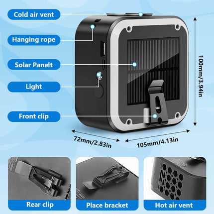 Portable Neck Fan with Solar Charging, Clip On Fan for Waist and Belt – image 8