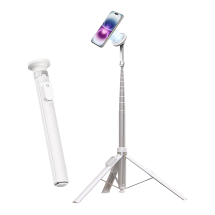 Selfie Stick Tripod with Bluetooth Remote, Magnetic Phone Tripod Stand for iPhone and Android, Auto Open Phone Holder