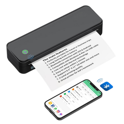 Portable Thermal Printer, Wireless Printer for Phone and Laptop, Bluetooth Printer for Travel