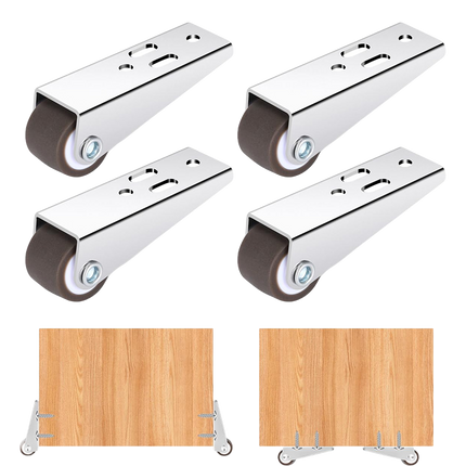 Mini Caster Wheels 4 Pack and 8 Pack, Rigid Furniture Casters and Wheels with Galvanized Steel Bracket
