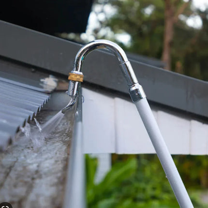 Gutter Cleaner Telescopic, Gutter Cleaning Tool with Jet Spray Nozzle, Roof Gutter Cleaner with Garden Hose Attachment