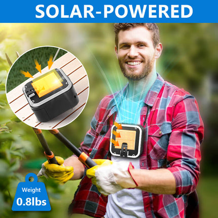 Portable Neck Fan with Solar Charging, Rechargeable Outdoor Fan with Mosquito Repellent