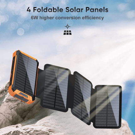 Portable Charger Solar Power Bank, 27000mAh Fast Charging Power Bank with 4 Cables