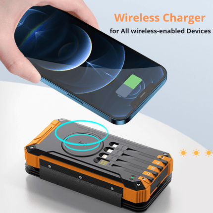 Portable Charger Solar Power Bank, Wireless Solar Phone Charger