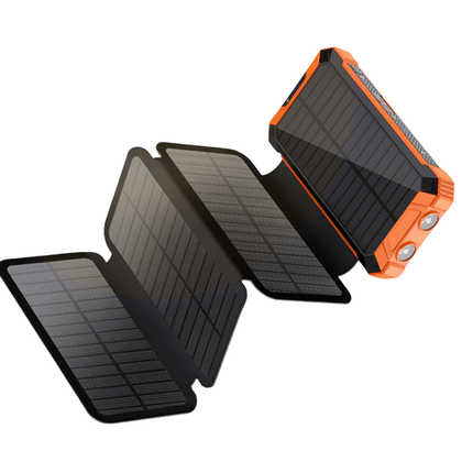 Portable Charger Solar Power Bank, 27000mAh Fast Charging Power Bank with 4 Cables, Wireless Solar Phone Charger