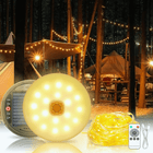 Solar Camping String Lights, LED String Lights with Solar Power Bank, Camping Lights with SOS Emergency Light