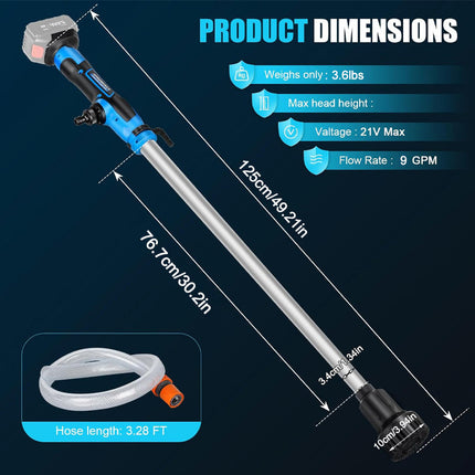 Water Pump Cordless and Rechargeable, Battery Powered Water Transfer Pump for Pool – image 5