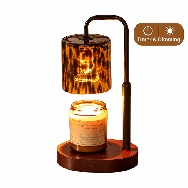 Candle Warmer Lamp, Dimmable Candle Warming Lamp for Jar Candles, Electric Wax Warmer with Vintage Leopard Print Shade_13
