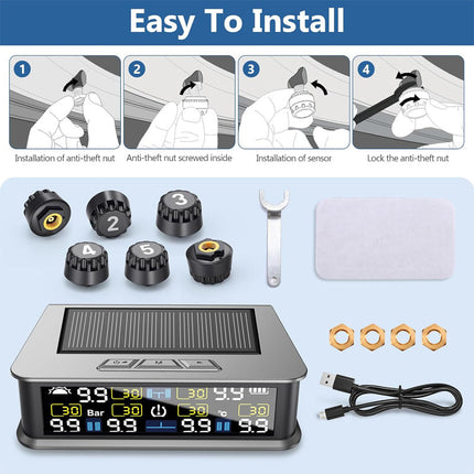 Solar Tire Pressure Monitor System, LCD Display for RV and Trailer – image 7