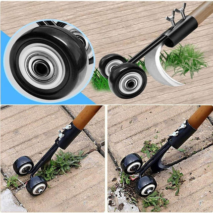 Stand Up Weeding Tool with Wheels, Weed Puller Tool for Lawn and Garden