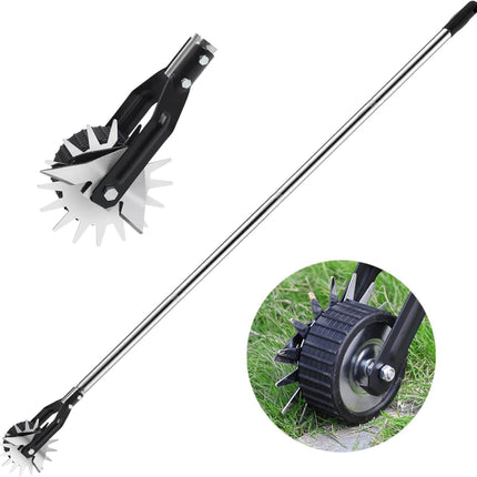Manual Lawn Edger with Wheels, Garden Edger for Flower Bed and Driveway, Rotary Lawn Edging Tool for Grass Borders
