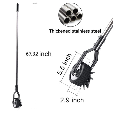 Manual Lawn Edger with Wheels, Rotary Lawn Edging Tool for Grass Borders