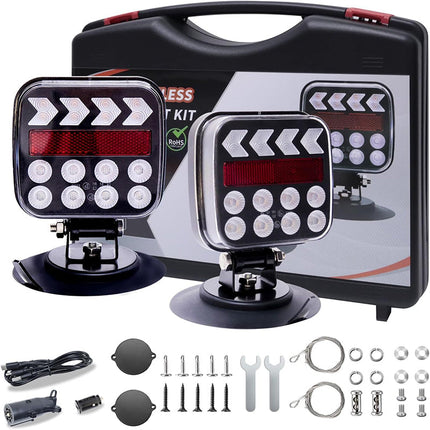 Wireless Trailer Lights for Truck, Magnetic LED Trailer Lights with Brake Signal, Trailer Light Kit for RV and Boat