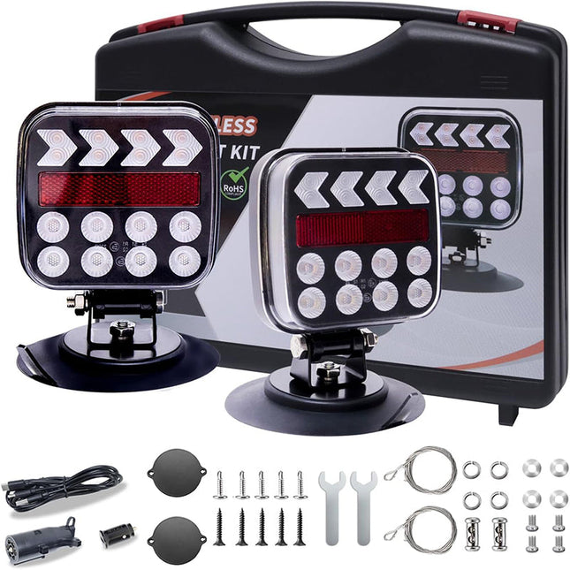 Wireless Trailer Lights for Truck, Magnetic LED Trailer Lights with Brake Signal, Trailer Light Kit for RV and Boat