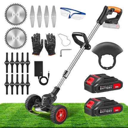 Cordless Weed Eater with Blades, Electric Weed Wacker, Battery Powered String Trimmer, Brush Cutter, Garden Tools