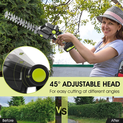 Cordless Hedge Trimmer, 2 in 1 Electric Grass Shear