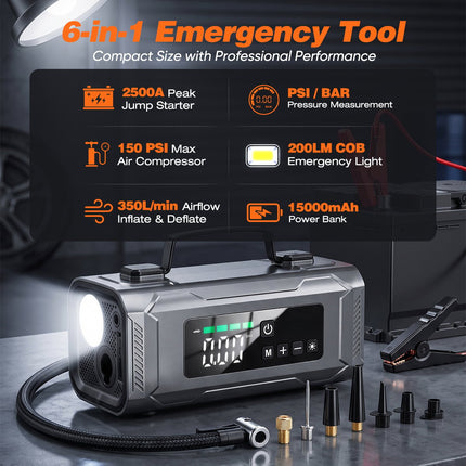 Portable Jump Starter with Tire Inflator and Air Blower, Portable Air Compressor for Cars – image 5